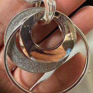 Silvertone necklace with pendant  16” chain + 2 3/4” ext